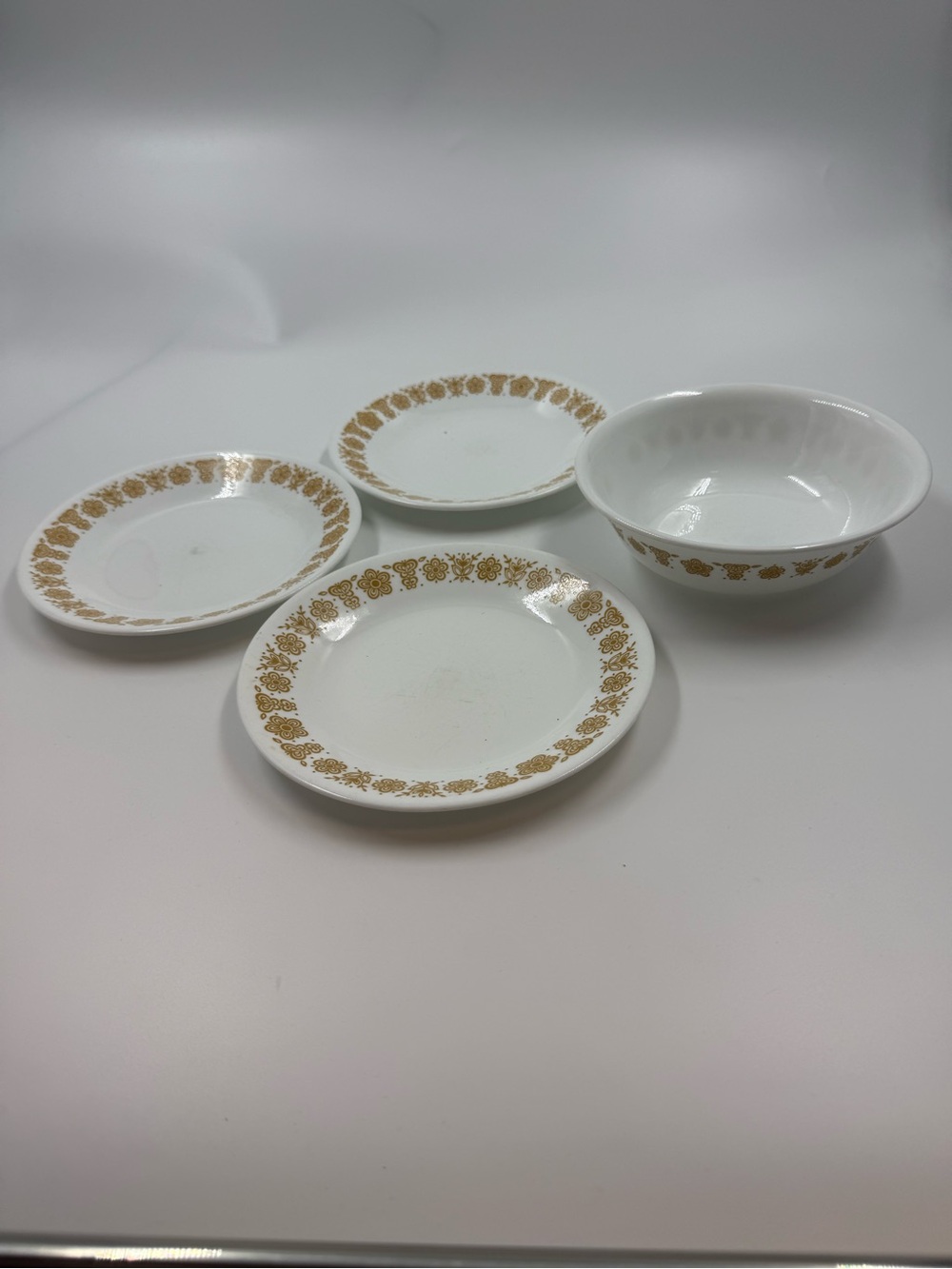 Corning Pyrex Corelle Butterfly Gold Plate X 3 Bowl X 1